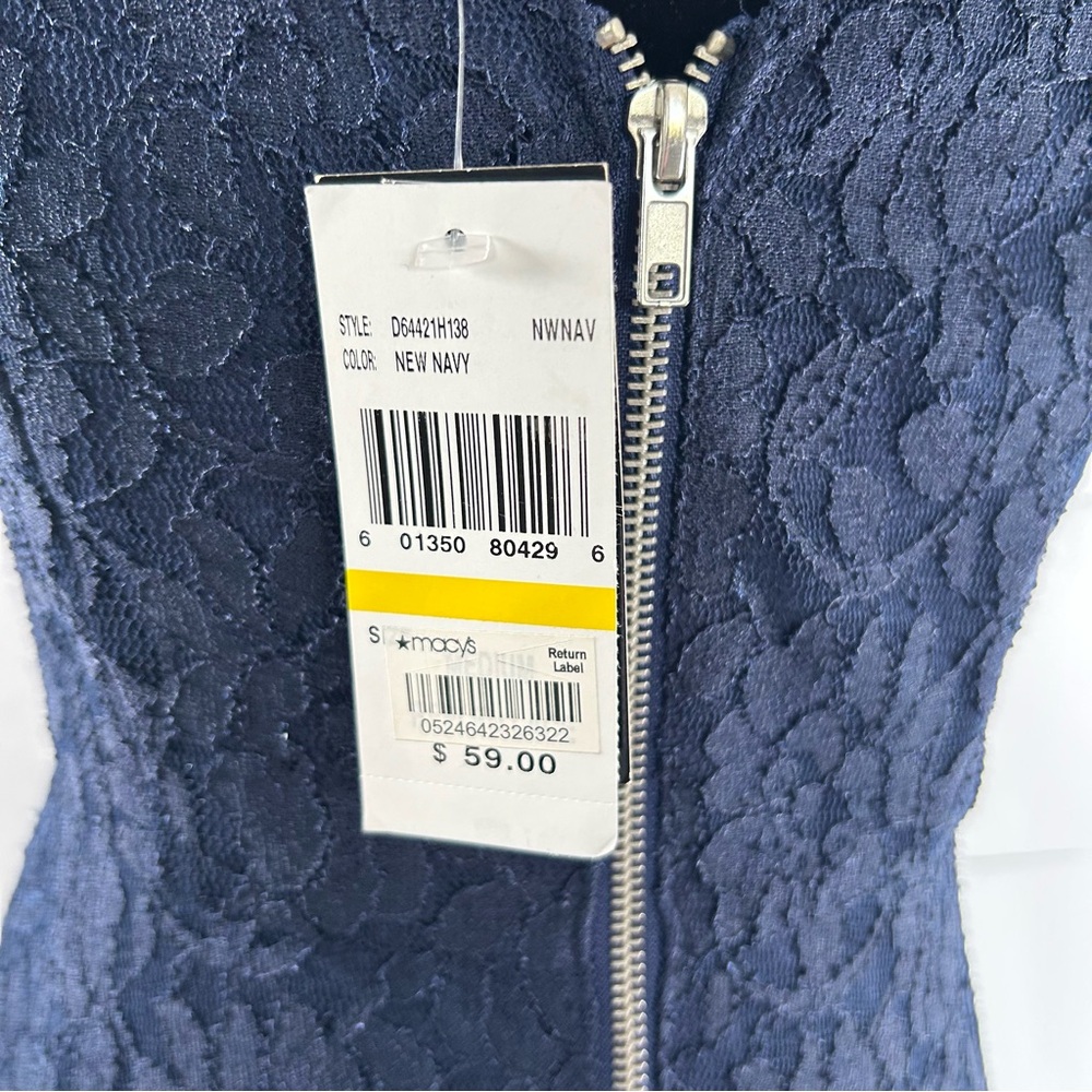 NWT Speechless Navy Bl Sleeveless fit&flare floral lace dress (skater) Back zip - Picture 5 of 13